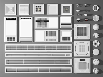 Various Air Conditioner Air Vents with Grille Linear and Circular Design Options 3d model