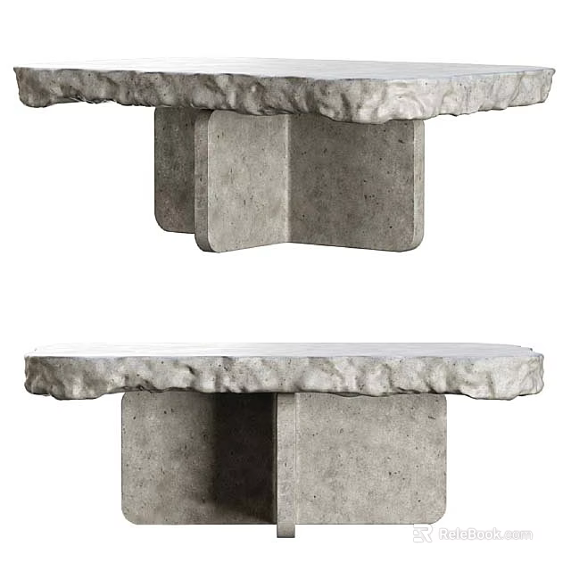 Modern Stone Flower Stand With Textured Edge And Square Base Design 3d model 