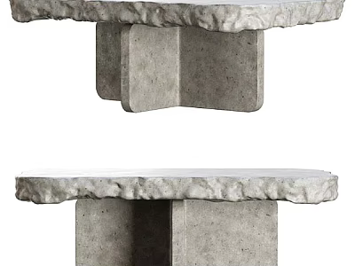 Modern Stone Flower Stand With Textured Edge And Square Base Design 3d model