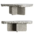 Modern Stone Flower Stand With Textured Edge And Square Base Design 3d model