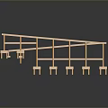 Golden Modern Railing Design With Support Posts And Reflective Base