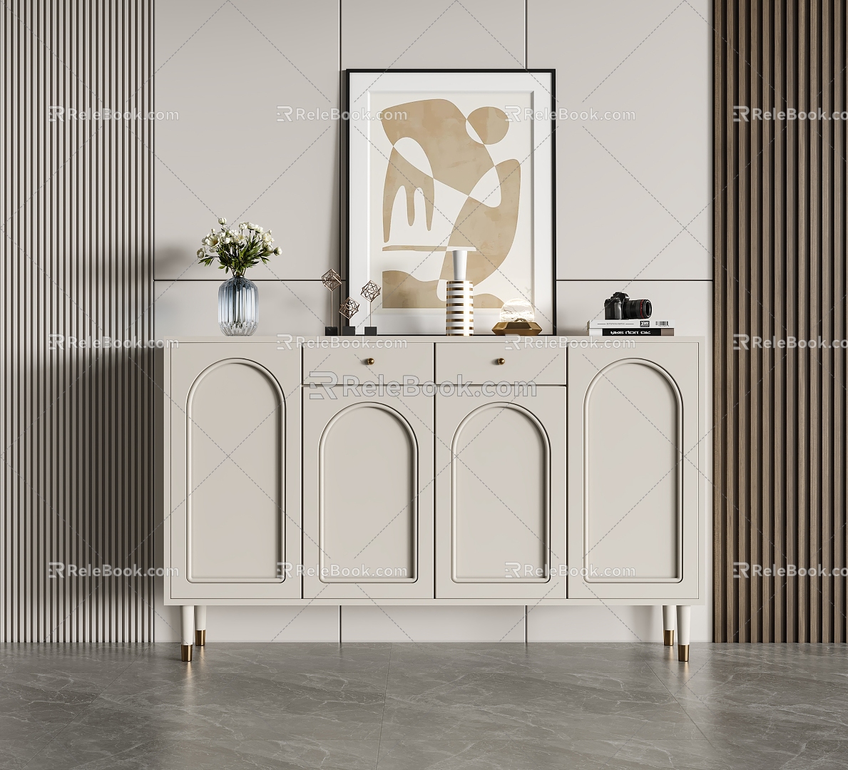 Modern Side Cabinet Cream Decoration Side Cabinet 3d model