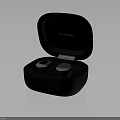 Modern Wireless Earbuds In Open Black Charging Case With White Earpieces