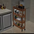 Wooden Multi Layer Rolling Storage Rack For Kitchen Organizing Supplies And Containers 3d model