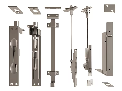 Various Types Of Metal Hardware Parts For Furniture And Doors 3d model