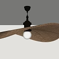 Woven Rattan Pendant Light with Black Metal Base and Spherical Bulb Modern Minimalist Design