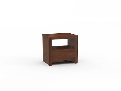 Brown Modern Wooden Bedside Table With Drawer And Open Shelf Storage 3d model