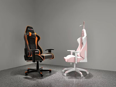 Ergonomic Office Chairs With Black Orange And Pink White Modern Design 3d model
