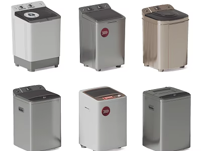 Modern Washing Machines In Various Styles And Colors For Home Appliances 3d model