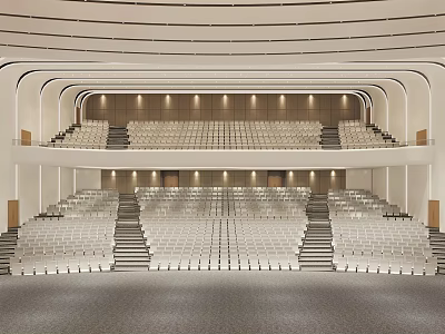 Modern Conference Room Interior With Multi Level White Seats And Staircase Lighting 3d model