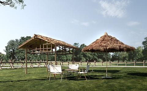 thatched pavilion landscape pavilion thatched house 3d model