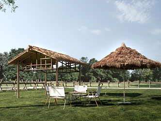 thatched pavilion landscape pavilion thatched house 3d model