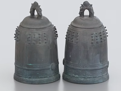 Traditional Bronze Bell Shaped Decorative Ornament Set With Intricate Details And Vintage Appearance 3d model