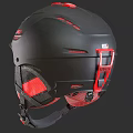 LIVEX Black Red Ski Helmet With Ventilated Mesh Padding And Adjustable Strap 3d model