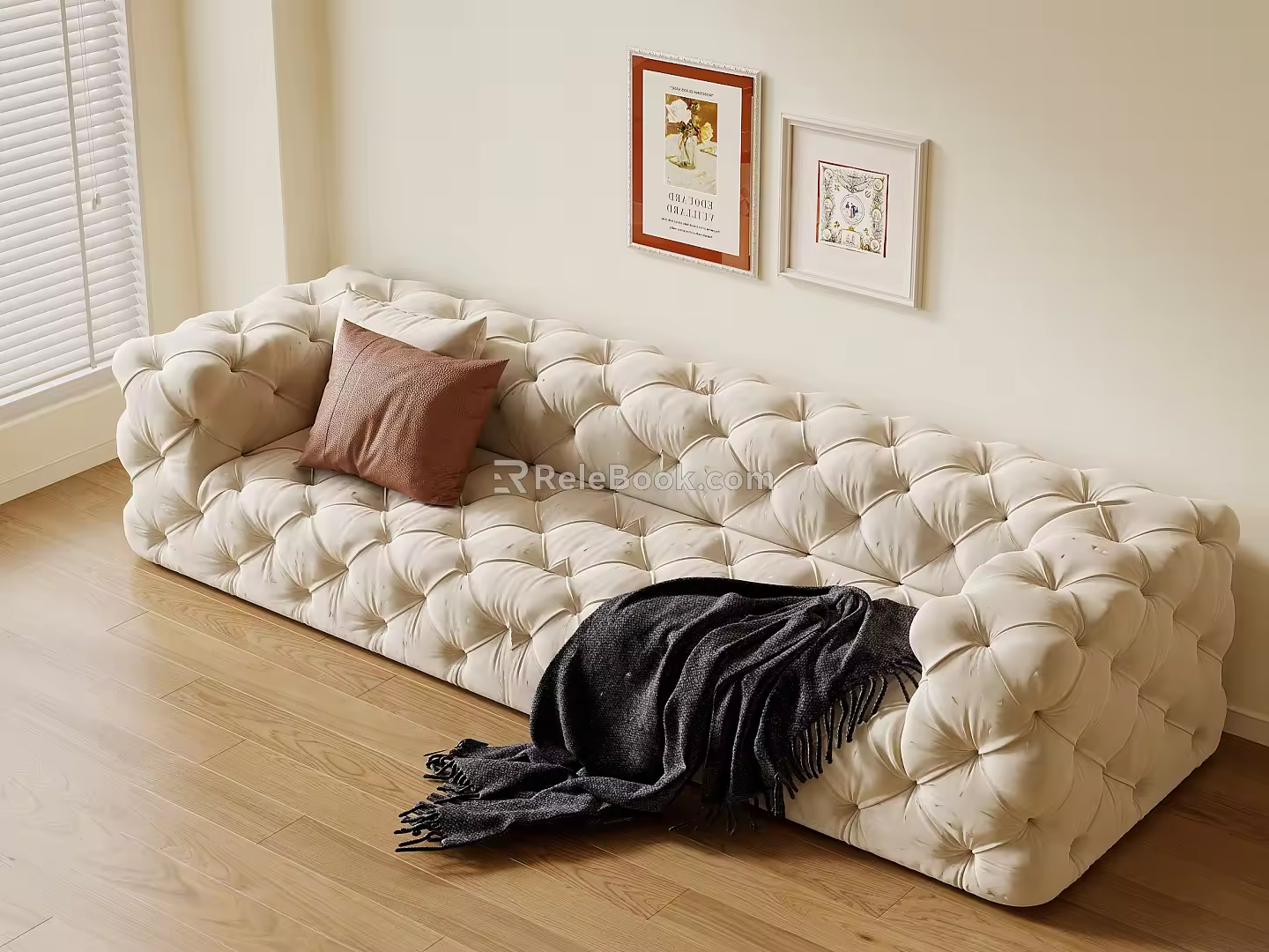 French-style multi-person sofa in-line sofa leisure sofa 3d model