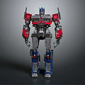 Detailed Robot Character With Red Blue Silver Mechanical Structure Standing Pose 3d model