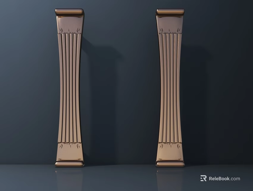 Elegant Golden Columns With Intricate Carved Texture And Dark Background 3d model 