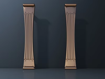 Elegant Golden Columns With Intricate Carved Texture And Dark Background 3d model