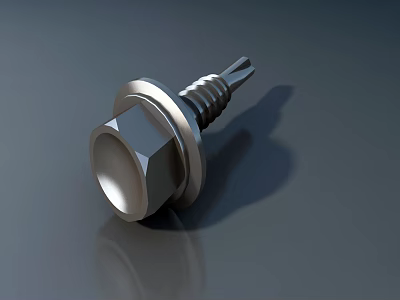 Precision Carved Metal Bolt Sculpture With Hexagonal Head And Threaded Shaft 3d model