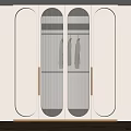 Modern Minimalist White Wardrobe With Glass Doors And Metal Handles Hanging Space Interior