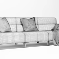 Light Beige Three-Seater Sofa With Black And Beige Cushions Gray Blanket Rose Gold Legs