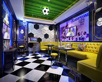 European-style KTV Football Theme Room 3d model