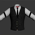 Gray Vest With White Shirt Black Tie And Black Striped Sleeves Gold Buttons