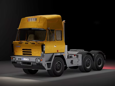 Heavy Duty Commercial Functional Vehicle Design With Yellow Tractor Cab And Wheels 3d model