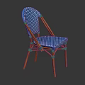 Blue Wicker Dining Chair With Wooden Legs And Armrests Modern Design