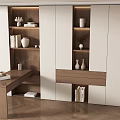 Modern Open Concept Study Room Interior With Bookshelves Desk And Decorative Items