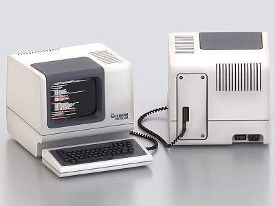 Vintage Computer System With Monitor Main Unit Connected Keyboard And Display Screen 3d model