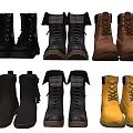 Assorted Stylish Boots In Black Brown Yellow With Laces Fringes And Plaid Details