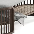 Stylish Wooden Sofa Bench With Gray Padded Seat Slatted Frame And Folded Blanket