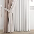 Light Colored Window Curtains With Roman Shade And Tieback Details For Interior Decor