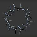 Five Shiny Arrows With Orange Shafts and Blue Arrowheads on Gray Background
