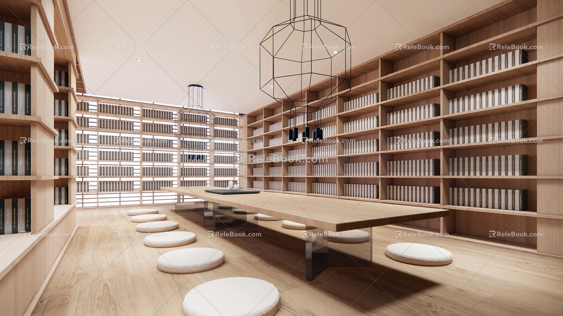 Bookstore Library Modern Style Log Style 3d model