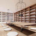 Bookstore Library Modern Style Log Style 3d model