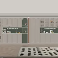 Modern White Wine Cabinet With Glass Doors And Display Shelves In Elegant Living Room Interior