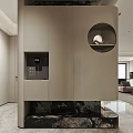 Modern Living and Dining Room Interior With Sofa Coffee Table Fireplace and Decorative Plants