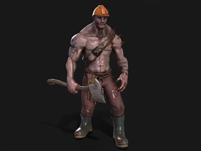 There are bound animation man worker game character game character male character farmer killer 3d model