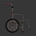 Manual Medical Wheelchair With Metal Frame And Red Armrests