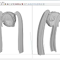 White Twin Ponytail Hair Model 3D Rendered From Different Angles
