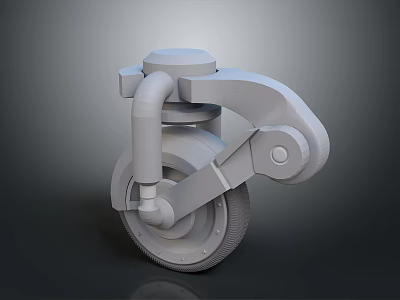 Gray 3D Mechanical Model Featuring Wheeled Structure And Detailed Engineering Components Design 3d model