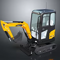 Yellow Black Mini Excavator With Transparent Cabin And Crawler Tracks Design