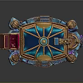 Ornate Fantasy Carriage Featuring Stained Glass Windows Golden Decorations And Illuminated Base