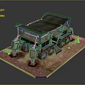 Multi wheel Engineering Utility Vehicle with Solar Panel Roof and Support Legs on Rough Terrain
