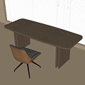 Modern Desk Chair Single Chair Desk Venetian Blinds 3d model