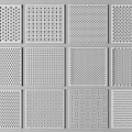 Various Perforated Metal Panel Design Patterns With Square Shapes And Textures