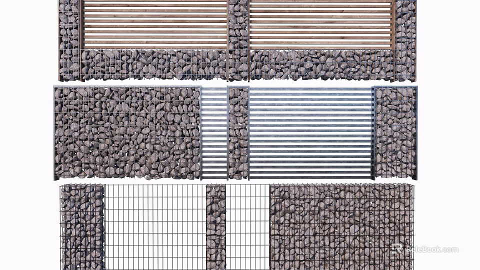 Rustic Stone Wood Wall Design With Natural Textures And Patterns 3d model