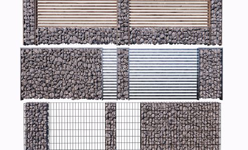 modern gabion landscape wall 3d model